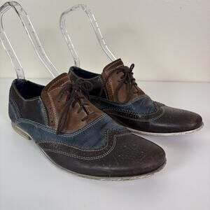 Steve Madden Two Tone Leather Brogue Wingtip Oxford Lace Up Dress Shoes Men's 8